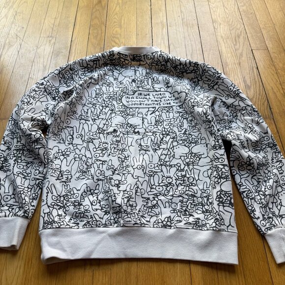 Comme Des Garçons Play Size L Black & White Doodle Graphic Print Sweatshirt - Picture 11 of 12